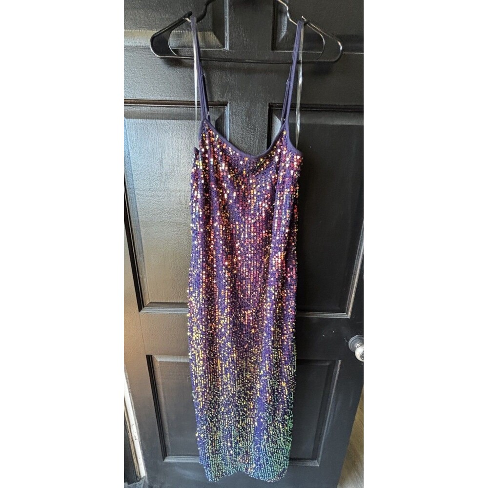 Iridescent Allover Sequin Purple Slip Dress Homecoming Formal Fairycore XL
